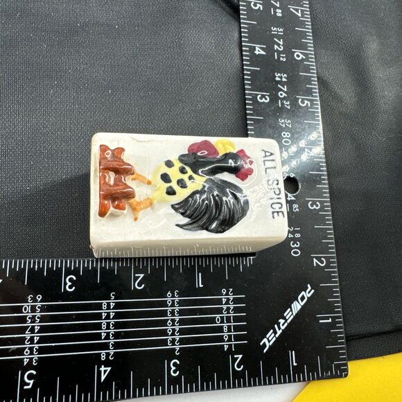 Spice Rack Vintage MCM 1950's Ceramic and Wood Roosters 4 Total Shakers - Picture 15 of 16